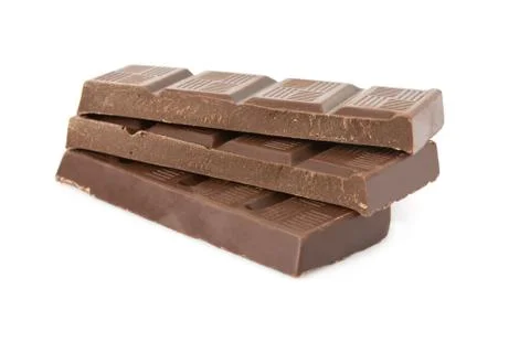 Broken dark chocolate bar isolated on white background Stock Photos