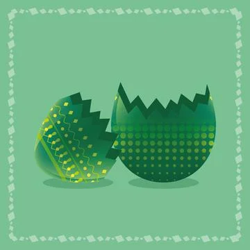 Broken decorated easter egg Illustrazione stock