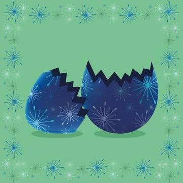 Broken decorated easter egg Stock Illustration