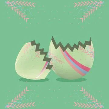 Broken decorated easter egg Illustrazione stock