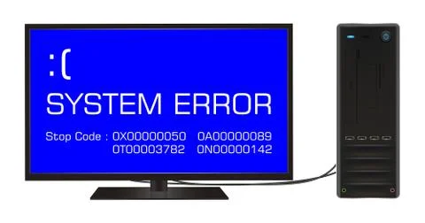 Broken desktop computer error screen Stock Illustration