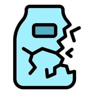Broken detergent bottle with cracks and splinters displaying product damage Stock Illustration