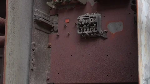 Broken devices in old abandoned factory Stock Footage 305512482