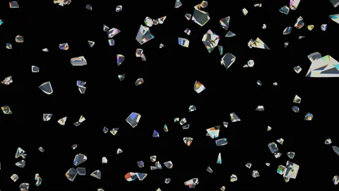 Broken diamonds fly from the bottom up on a black background. Stock Footage 122004641