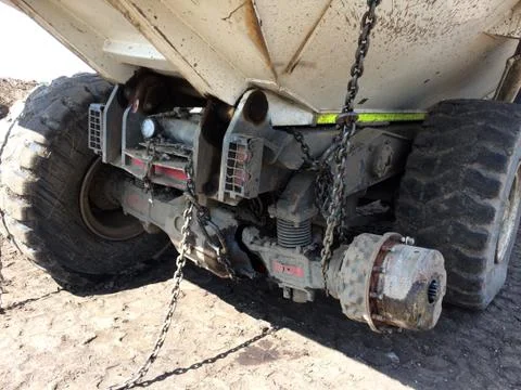 Broken differential on a mining truck Stock Photos