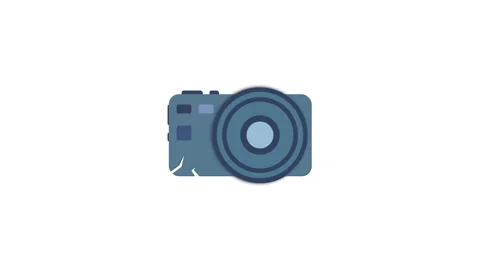 Broken digital camera icon on white background Stock Footage 308248506