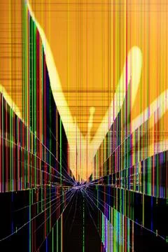 Broken digital screen with a striking abstract display of vibrant pixel lin.. Foto stock