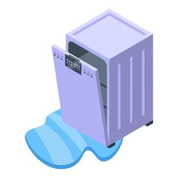 Broken dishwasher icon isometric vector. Kitchen repair Stock Illustration