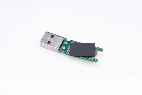 Broken dissasambled usb flash memory stick 写真素材
