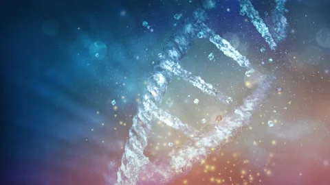 Broken DNA strand close-up in abstract space. Stock Footage 156253533