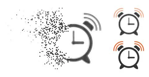 Broken Dot Halftone Alarm Clock Ring Icon イラスト素材