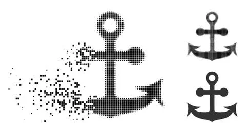 Broken Dot Halftone Anchor Icon 스톡 일러스트