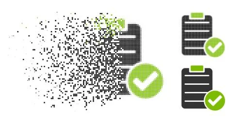 Broken Dot Halftone Approve List Icon Stock Illustration