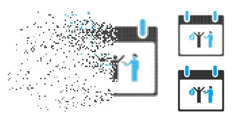 Broken Dot Halftone Arrest Calendar Day Icon 스톡 일러스트