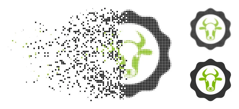 Broken Dot Halftone Beef Certificate Icon 库存插图