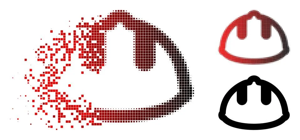 Broken Dot Halftone Builder Helmet Icon イラスト素材