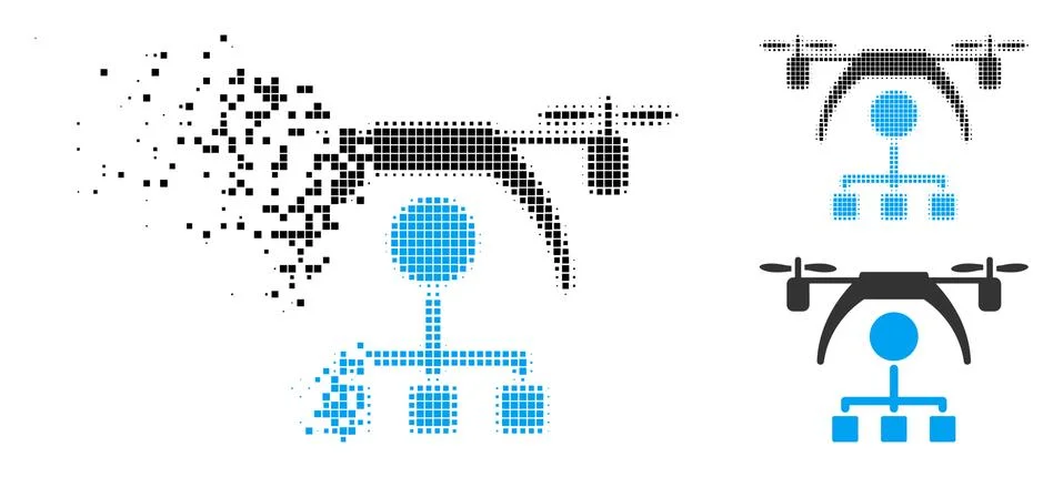 Broken Dot Halftone Copter Distribution Scheme Icon イラスト素材