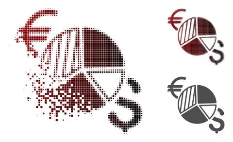 Broken Dot Halftone Currency Pie Chart Icon Stock Illustration