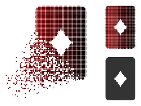 Broken Dot Halftone Diamonds Playing Card Icon Stock Illustration