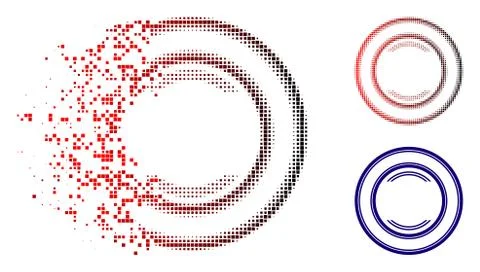 Broken Dot Halftone Double Circle Frame Icon イラスト素材