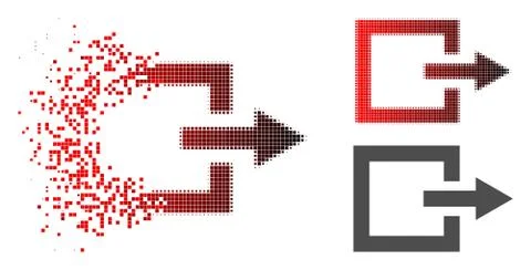 Broken Dot Halftone Exit Icon Stock Illustration