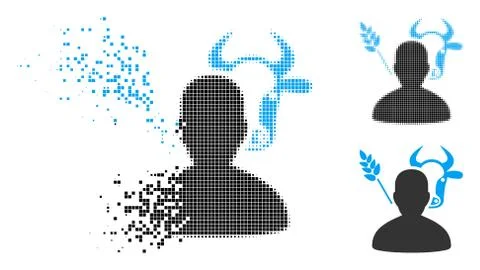 Broken Dot Halftone Farmer Icon Illustrazione stock