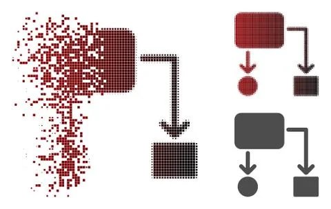 Broken Dot Halftone Flow Chart Icon Stock Illustration