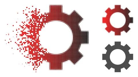 Broken Dot Halftone Gear Icon Stockillustratie
