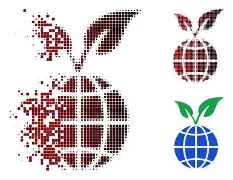 Broken Dot Halftone Global Sprout Icon 库存插图
