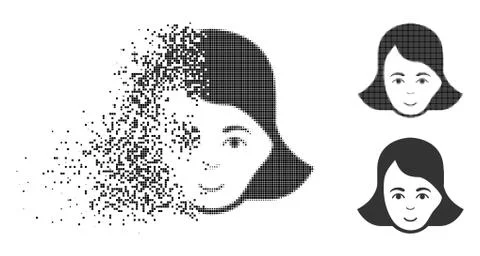 Broken Dot Halftone Lady Face Icon with Face イラスト素材