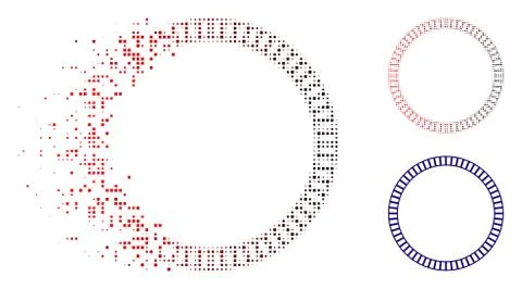 Broken Dot Halftone Lined Double Circle Frame Icon イラスト素材