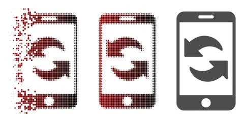 Broken Dot Halftone Refresh Smartphone Icon Stockillustratie