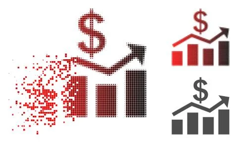 Broken Dot Halftone Sales Chart Icon Stock Illustration