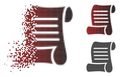 Broken Dot Halftone Script Roll Icon Stock Illustration