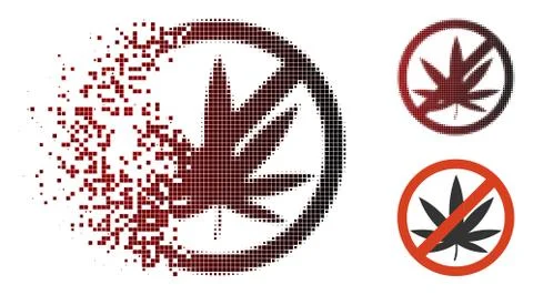 Broken Dot Halftone Stop Cannabis Icon 库存插图