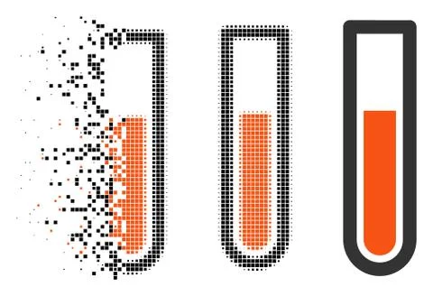 Broken Dot Halftone Test Tube Icon Stock Illustration