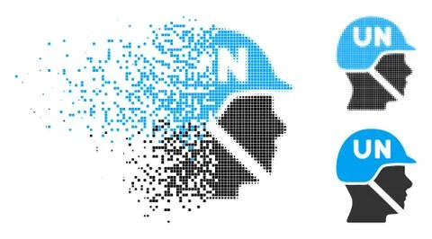 Broken Dot Halftone United Nations Soldier Helmet Icon イラスト素材