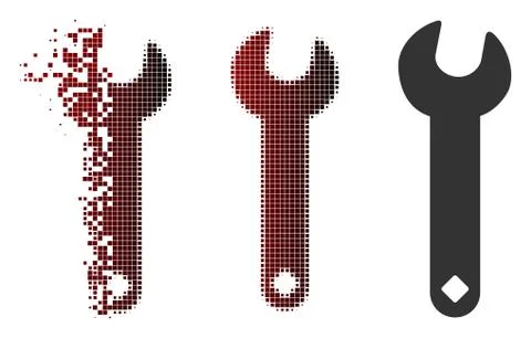 Broken Dot Halftone Wrench Icon 스톡 일러스트