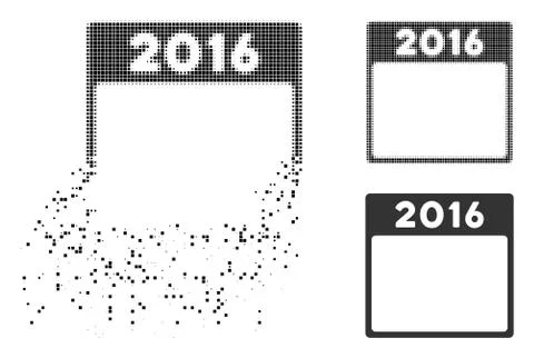 Broken Dotted Halftone 2016 Year Calendar Template Icon Stockillustratie