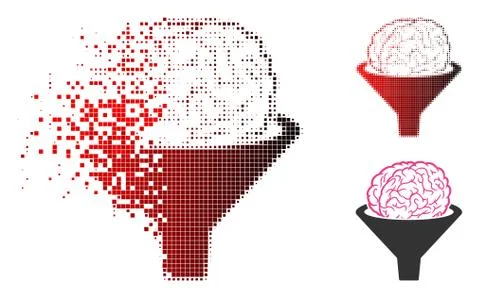 Broken Dotted Halftone Brain Filter Icon 스톡 일러스트