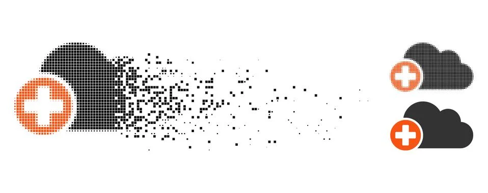 Broken Dotted Halftone Create Cloud Icon Stock Illustration