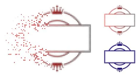 Broken Dotted Halftone Crown Round And Rectangle Frame Icon イラスト素材