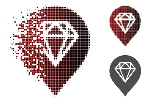 Broken Dotted Halftone Diamond Map Marker Icon Illustrazione stock