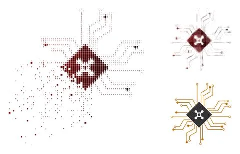 Broken Dotted Halftone Digital Roulette Circuit Icon 库存插图