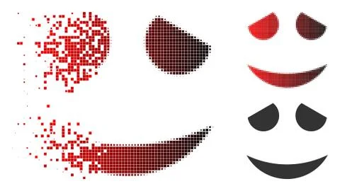 Broken Dotted Halftone Embarrassed Smiley Icon イラスト素材