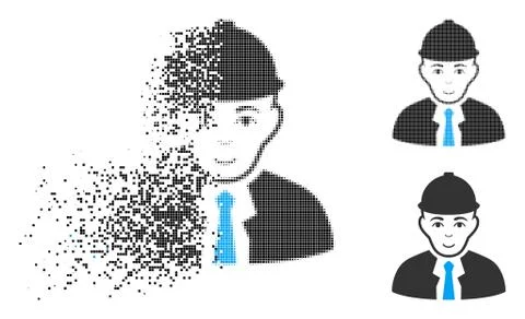 Broken Dotted Halftone Engineer Icon with Face イラスト素材