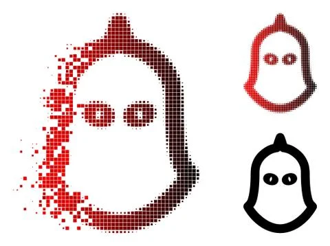Broken Dotted Halftone Executioner Helmet Icon Stockillustratie