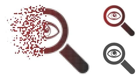 Broken Dotted Halftone Eye Explore Icon Stock Illustration