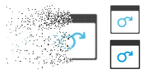 Broken Dotted Halftone Impotence Calendar Page Icon 스톡 일러스트