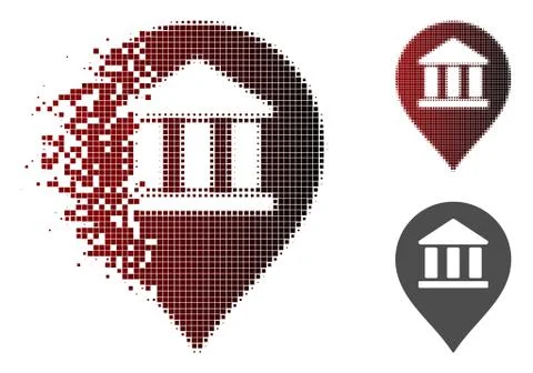 Broken Dotted Halftone Library Map Marker Icon Illustrazione stock